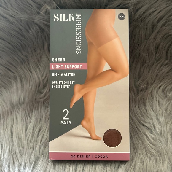 Silk Impressions Light Support Sheer Tights Womens Size XXXL Cocoa High Waisted - Picture 1 of 4